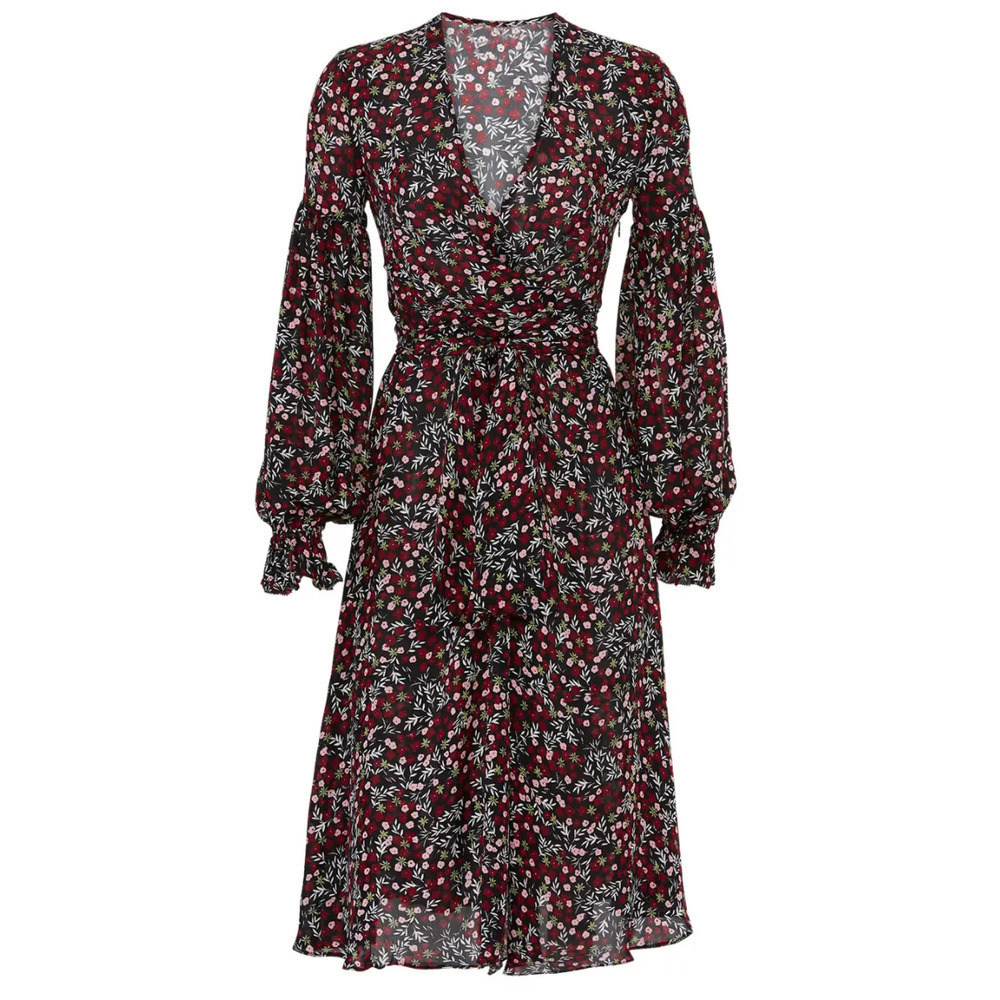 Nicholas Daisy Wrap Midi Long Sleeve Dress Silk Floral 8